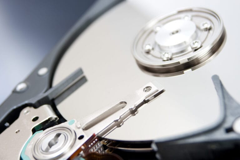 Close up view hard drive disk.