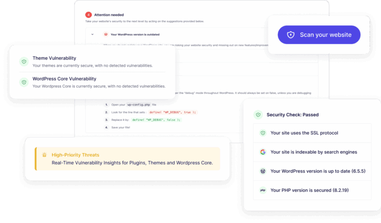 Website security dashboard.