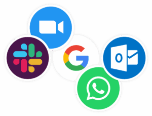 Communication integration icon group.