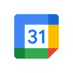 Google calendar white circle logo icon.