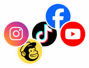 Marketing integration icon group.