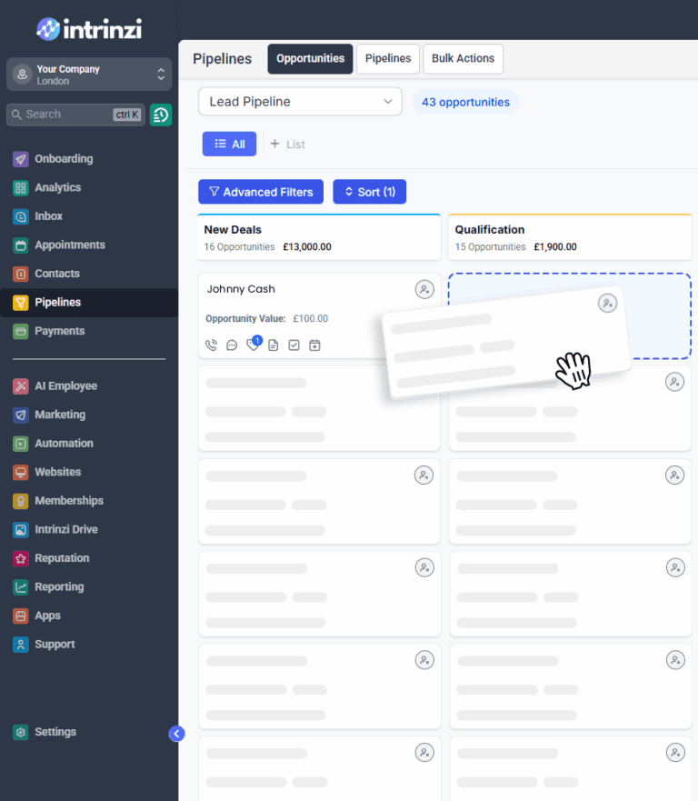 Pipelines Dashboard in CRM