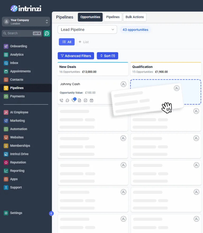 Pipelines Dashboard in CRM
