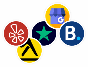 Reputation integration icon group.