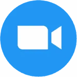 Zoom video blue circle logo icon.